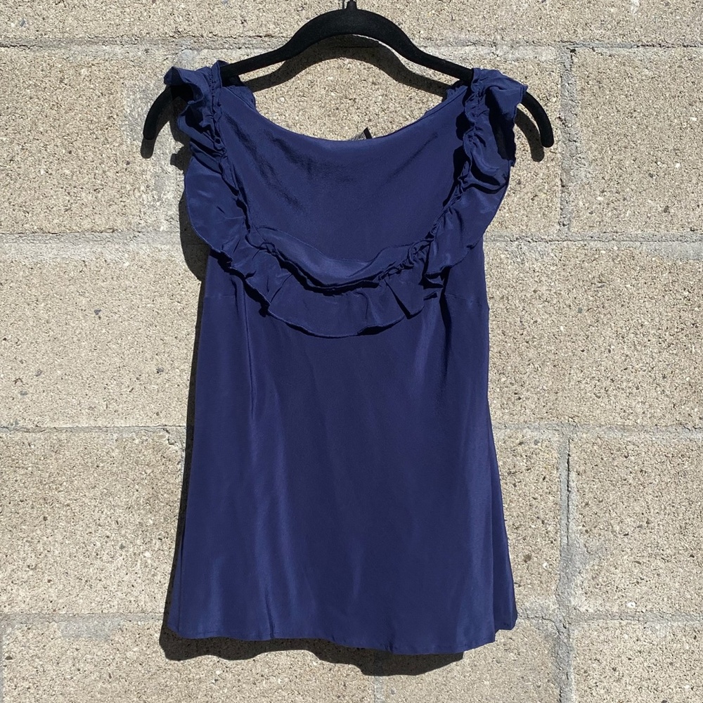 Love Moschino Navy Ruffle Top